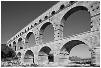 Ancient Roman Aqueduct, Gard River. France ( black and white)