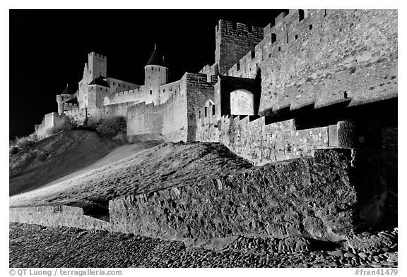 Fortress by night. Carcassonne, France