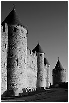 Inner fortification walls. Carcassonne, France ( black and white)