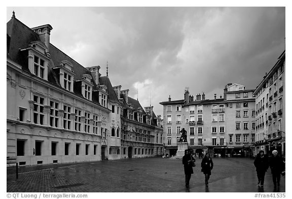 Place St Andre. Grenoble, France (black and white)