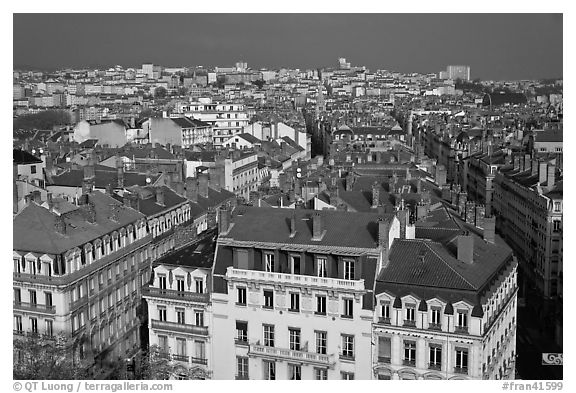 Presqu'ile cityscape. Lyon, France (black and white)