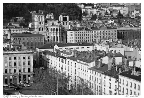 View of city and Saint Jean Cathedral. Lyon, France