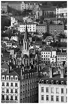 View of city and St-George church. Lyon, France ( black and white)