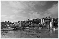 Saone River and Old Town. Lyon, France ( black and white)