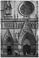 Facade of Saint Jean Cathedral. Lyon, France ( black and white)