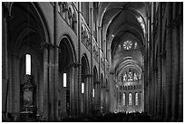 Nave of Saint Jean Cathedral. Lyon, France (black and white)