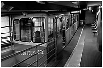 Vieux Lyon Fourviere  Funiculaire, lower station. Lyon, France ( black and white)