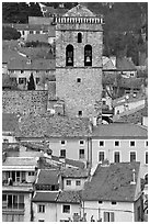 Houses and church tower, Orange. Provence, France ( black and white)
