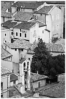 Townhouses with red tile rooftops, Orange. Provence, France ( black and white)