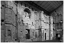 Stage wall of Roman Theatre, Orange. Provence, France ( black and white)