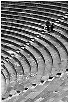 Couple standing in amphitheater, Orange. Provence, France ( black and white)