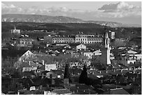 View over town and Alpilles mountains. Avignon, Provence, France ( black and white)