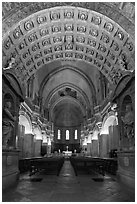 Romanesque nave of Cathedral of Notre-Dame-des-Doms. Avignon, Provence, France ( black and white)