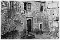 Stone townhouse, Les Baux-de-Provence. Provence, France ( black and white)