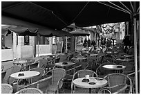 Cafe outdoor terrace, Cours Mirabeau. Aix-en-Provence, France ( black and white)