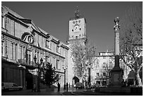 City hall and plaza. Aix-en-Provence, France ( black and white)