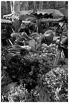 Vegetable stall, open-air market. Aix-en-Provence, France ( black and white)