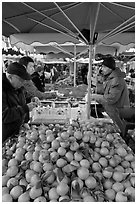 Fruit stall, place Richelme open-air market. Aix-en-Provence, France ( black and white)