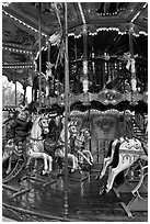 Old carousel. Avignon, Provence, France (black and white)