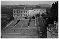 Petit Palais and plazza seen from Papal Palace. Avignon, Provence, France (black and white)