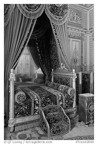 Emperor's room, Fontainebleau Palace. France (black and white)