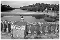 Basin and canal, Chateau de Fontainebleau park. France (black and white)