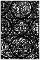 Stained glass window motif, Cathedral of Our Lady of Chartres. France (black and white)