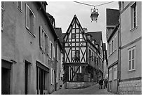Street and half-timbered house, Chartres. France ( black and white)