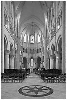 Mass, Saint Quiriace Collegiate Church, Provins. France (black and white)