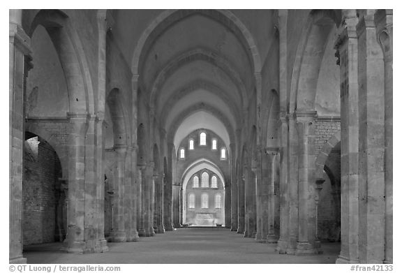 Church nave, Fontenay Abbey. Burgundy, France