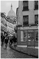 Boulangerie and Sacre-Coeur Basilic, Montmartre. Paris, France ( black and white)