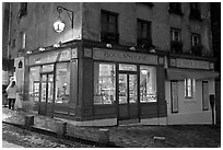 Bakery at dusk, Montmartre. Paris, France ( black and white)