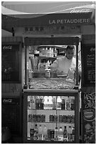 Street food vending booth, Montmartre. Paris, France ( black and white)
