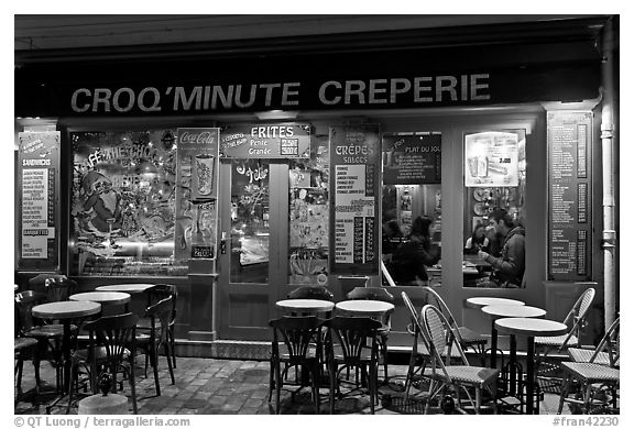 Creperie, Montmartre. Paris, France (black and white)