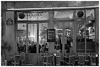 Popular cafe restaurant by night. Paris, France ( black and white)