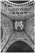 Eiffel Tower structure from below. Paris, France ( black and white)