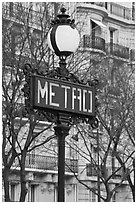 Metro sign. Paris, France ( black and white)