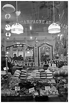 Pastries in bakery storefront. Paris, France ( black and white)