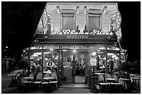Brasserie by night. Paris, France ( black and white)