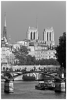 Passerelle des Arts and bell towers of Notre-Dame. Paris, France ( black and white)