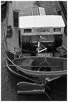 Reconverted peniche (barge). Paris, France (black and white)