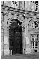 Entrance of the Institut de France. Quartier Latin, Paris, France (black and white)