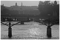 Sunset over the Seine River and bridges. Paris, France ( black and white)