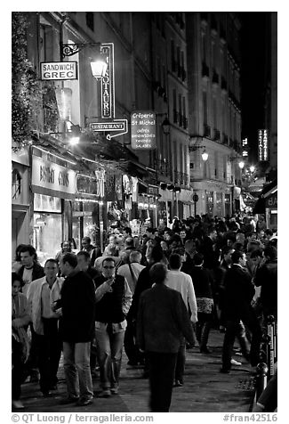 paris at night black and white street