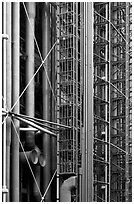 Color-coded pipes (climate,electrical,plumbing,circulation), Centre George Pompidou. Paris, France ( black and white)