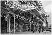 Beaubourg Center in the style of high-tech architecture. Paris, France ( black and white)