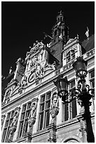 Renaissance-style facade, Hotel de Ville. Paris, France ( black and white)