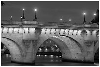 Pont-Neuf and lights by night. Paris, France ( black and white)