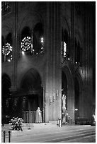 Cardinal reading and crossing of Notre-Dame cathedral. Paris, France (black and white)