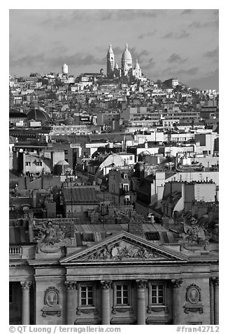 Rooftops and Montmartre Hill. Paris, France